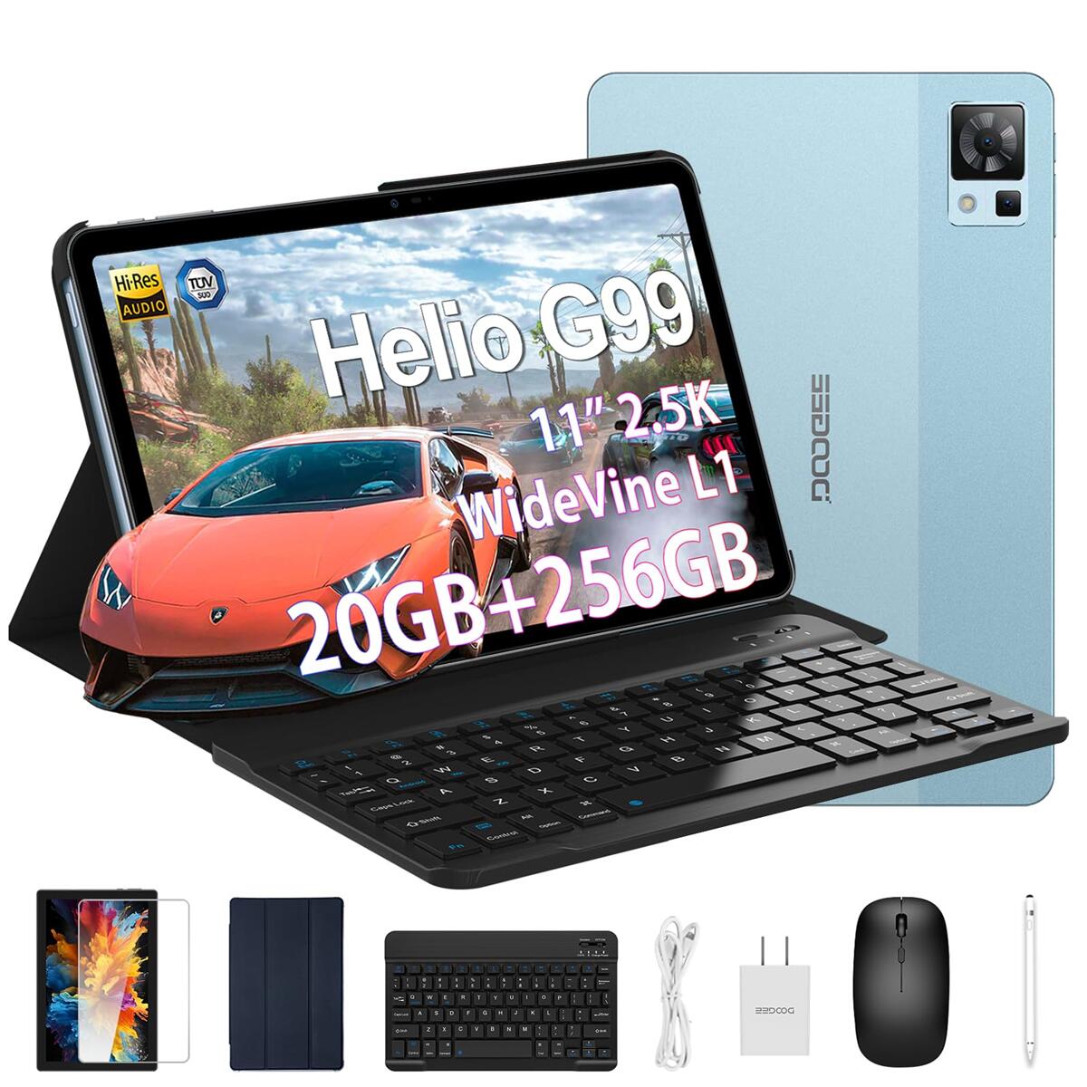 【数限定9000円オフ】DOOGEE T30 Pro Android14 タブレット 11インチ 2.5k タブレット G99 8コアCPU RAM 20GB&amp;15GB/ROM 256GB+Max 2TB SIMフリー 4G LTE&amp;WIFIモデル 4つスピーカー|Wideline L1|顔認識|20MP SONYカメラ|8580mAh|GPS ケース付き