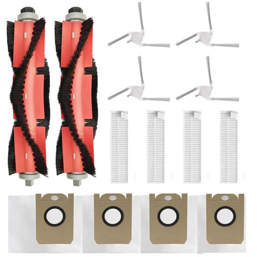 SwitchBotK10+交換用専用アクセサリー消耗品セットメインブラシフィルターサイドブラシダストバッグク互換品はロボット掃除機に対応交換用部品(2xメインブラシ4xフィルター4xサイドブラシ4…