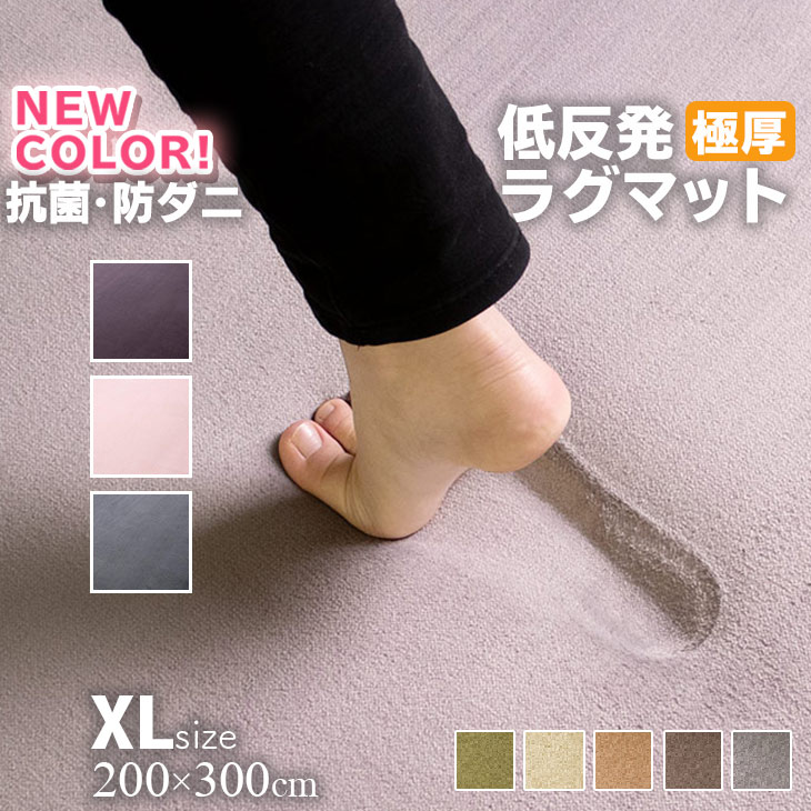 【ジャンル大賞！】 ラグ 低反発 極厚25mm 200×300cm ラグ 厚手 滑り止め ラグマット カーペット 4畳 ホットカーペット対応 リビング 春 夏 フリーリー