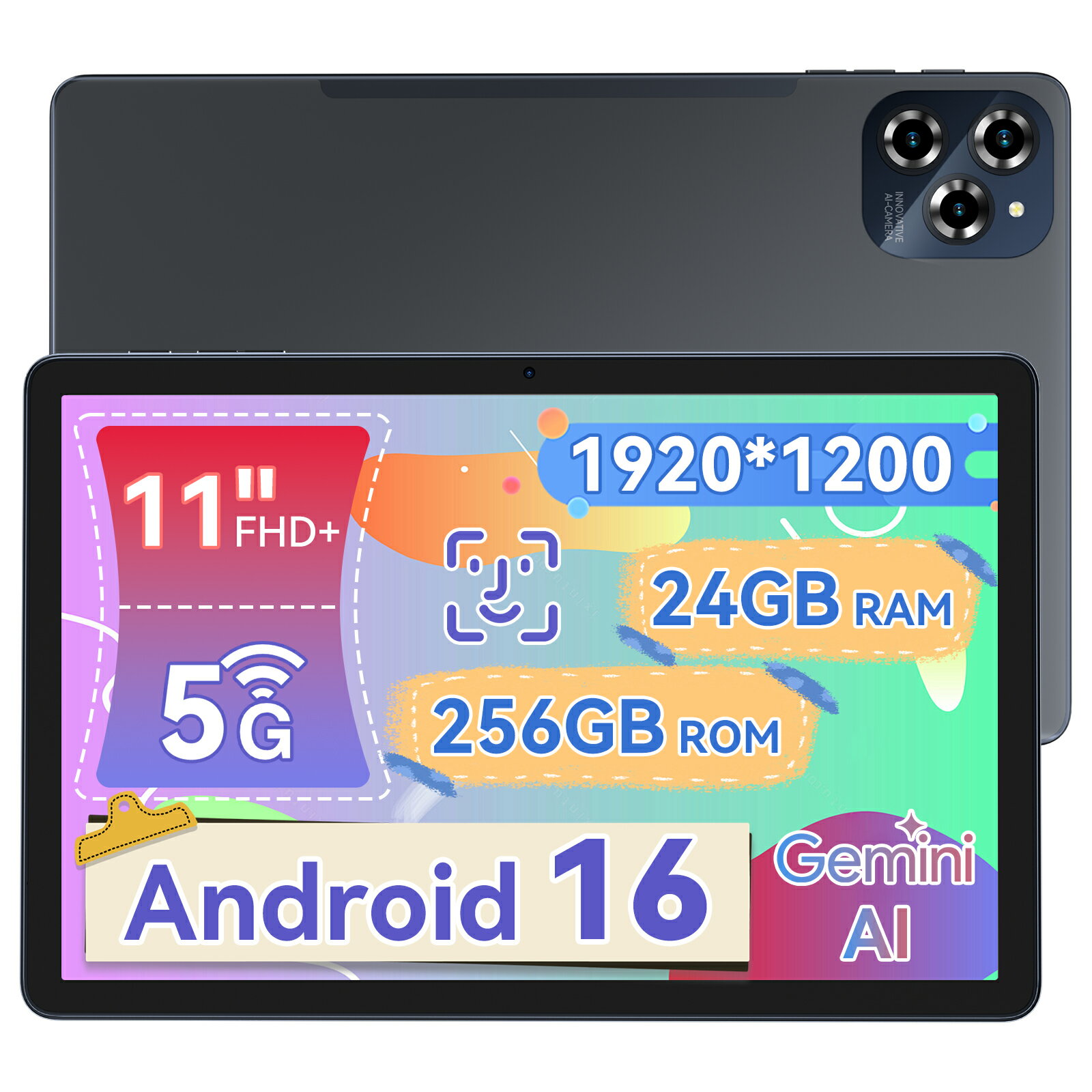 ★Android16★【1,000円クーポンOFF】11インチ タブレット Android 16 SIMフリー 格安タブレット 端末 RAM24GB ROM256GB アンドロイド 16 本体 通話 タブレットpc Wi-Fiモデル 大画面 子供用 安い おすすめ 高性能 外出仕事 急速充電 2026新発売 グレー W90