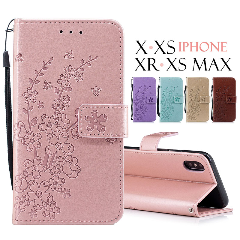 《在庫限りで販売終了》花柄 手帳型 アイフォン iPhone XR ケース カバー 多機種対応 財布 カード入れ 二つ折り カード収納 耐衝撃 スタンド ストラップ付き 可愛い かわいい シンプル 韓国 落下防止 キズ防止 レンズ保護 高級感 フラワー