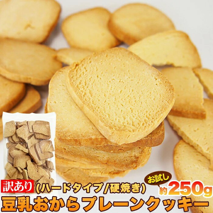訳あり 豆乳 おからクッキー プレーン約25枚 250gお試し（固焼き スーパーハードタイプ） 1000円ポッキリ 送料無料