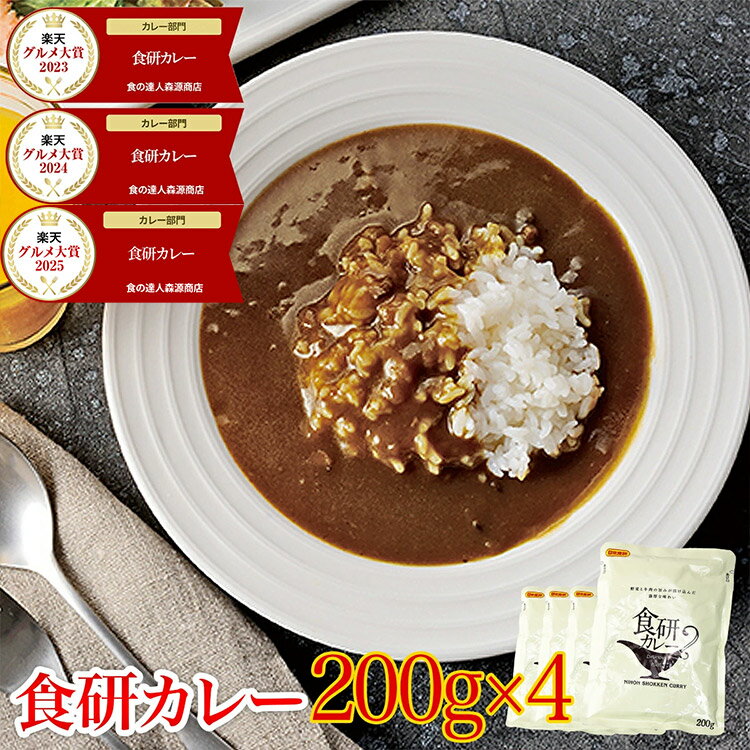 ＼20日限定★エントリ＆抽選で100%ポイントバック！／ ＼ 1000円ポッキリ 送料無料 ／【楽天グルメ大賞3年連続受賞】 カレー レトルト 食研カレー 200g×4袋 4人前 中辛 業務用 レトルト 日本食研 保存食 災害 備蓄 食料 惣菜 ポイント消化 森源商店 ギフト
