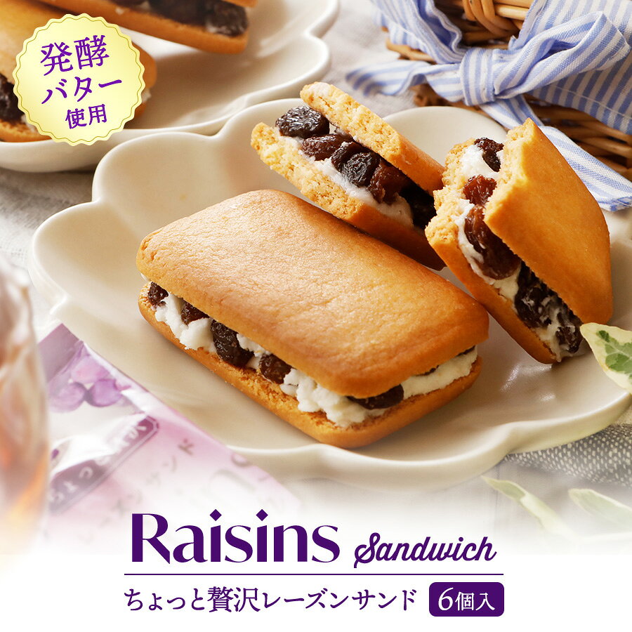 【11日1:59迄ポイント5倍】1000円ポッキリ 送料無料 ちょっと贅沢 レーズンサンド 6個入り サンドクッキー スイーツ お試し お菓子 ギフト 焼き菓子 クッキー 個包装 ラムレーズン おやつ ポイント消化 ばらまき菓子