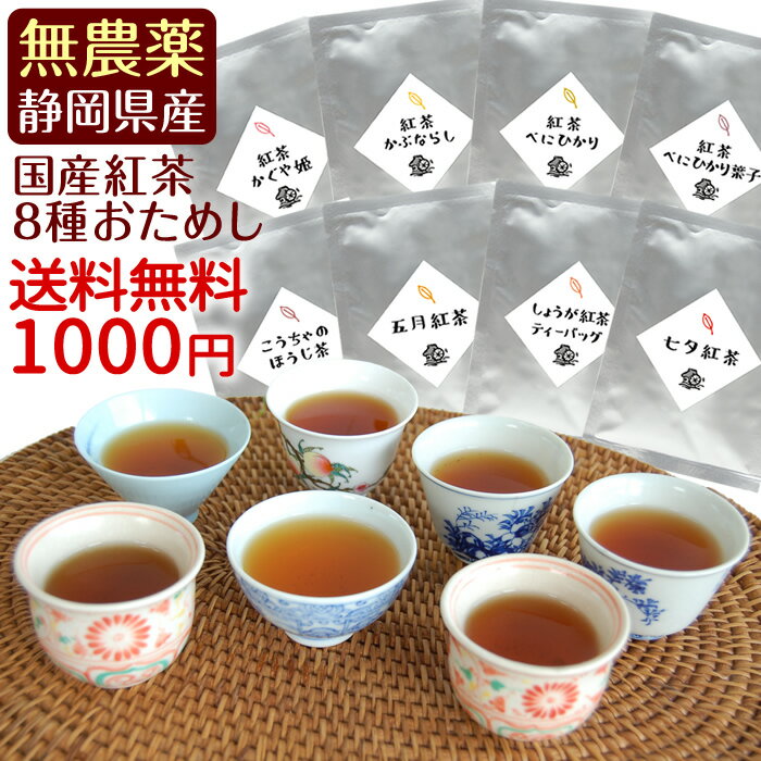 2026年新茶♪(新茶シール無し)　無農薬国産紅茶のお試しセット(8種類) 【メール便指定で送料無料の和紅茶】【静岡産】【通販】【smtb-F】【国産紅茶・和紅茶・地紅茶・静岡産】1000円ポッキリ