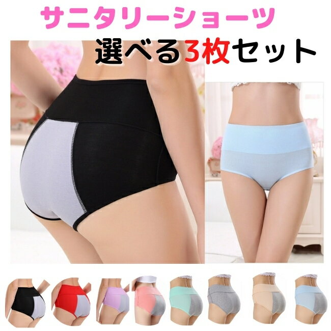 【スーパーSALE】【選べる3枚組】 サニタリーショーツ レディース 下着 パンツ 生理用ショーツ サニタリー ショーツ 送料無料 メール便 YP