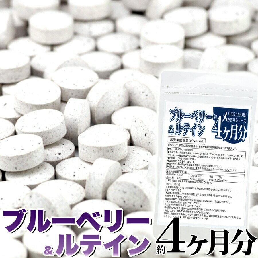 タイムセール！メガ盛り★★ブルーベリー　ルテインサプリ　約4ヵ月分　120粒 アントシアニン 含有　1000円ポッキリ 送料無料