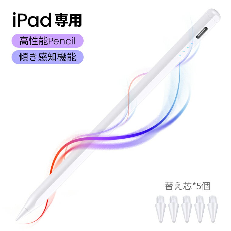 滑らか タブレット タッチペン iPad ペンシル スタイラスペン 極細ペン先 超高感度高精度 傾き検知 磁気吸着 途切れない 誤操作防止 Type-C急速充電 iPad Pro M4 iPad Air 第9世代 iPad 第10世代 A16 iPad mini 勉強 進学 プレゼント 卒業 小学生 遅延防止