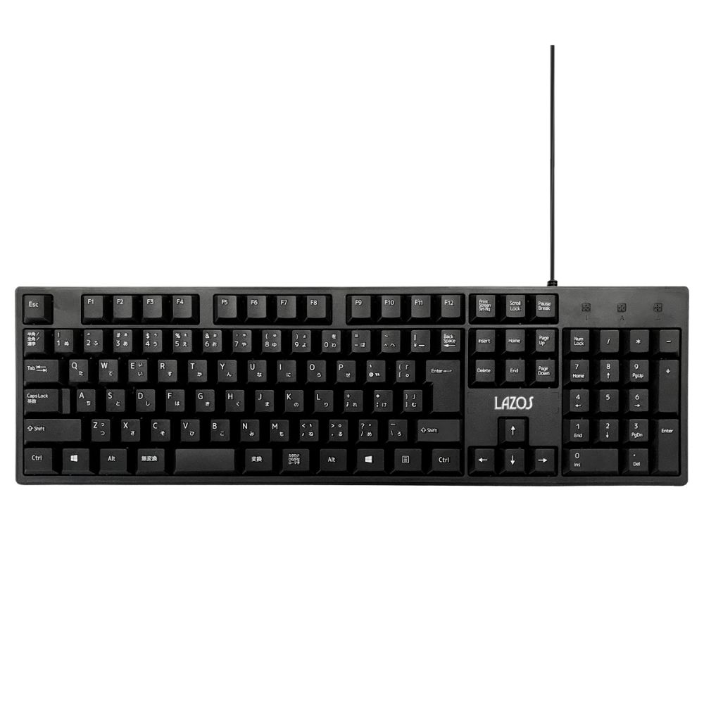 有線キーボード USB接続 日本語109キー Lazos ラゾス メンブレン式 簡単接続 排水機能 ケーブル長 1.4m ブラック L-KB ◆宅 【楽天ロジ発送】