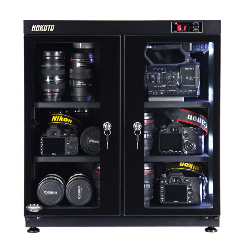 HOKUTO防湿庫・ドライボックス　HP-135EX HPシリーズ135L 5年保証送料無料　全自動除湿機能　省エネ機能搭載　静音、無振動カメラ保管庫　デシケーター　カメラカビ対策　除湿庫　レンズカビ対策　父の日|プレゼント