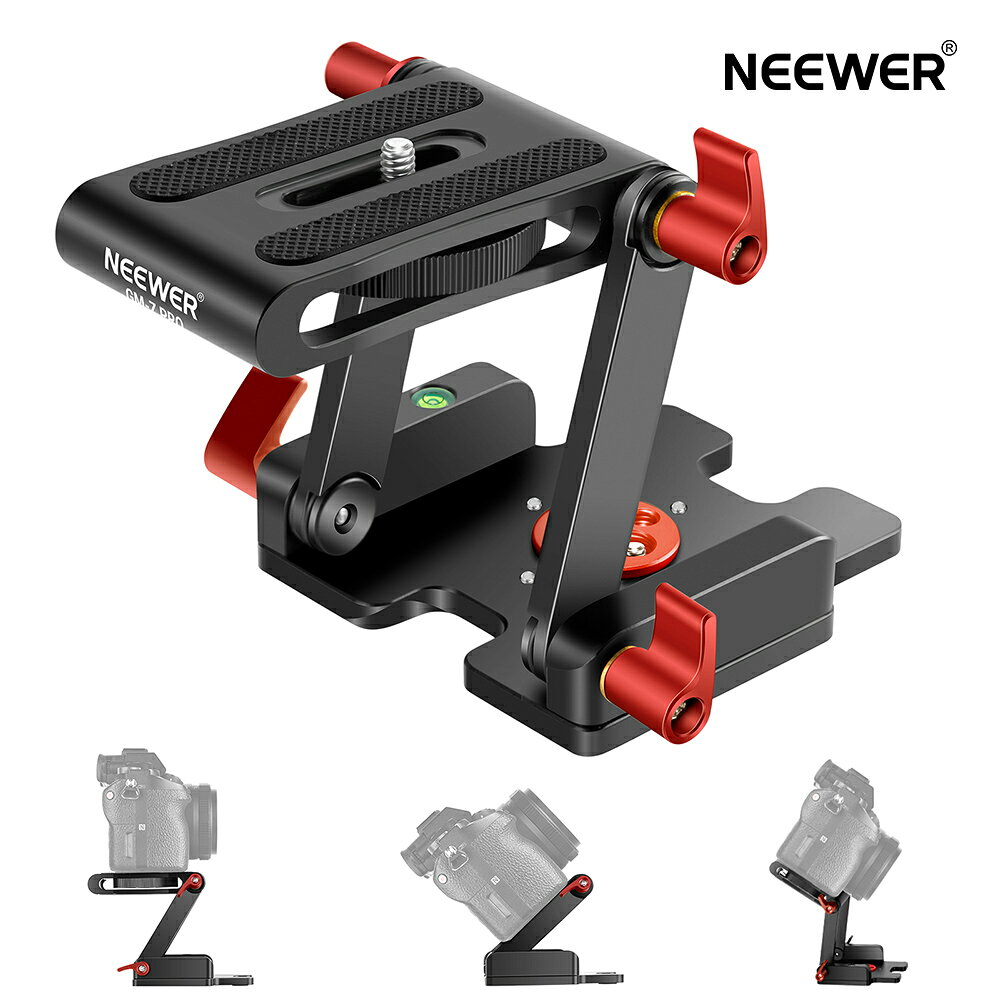 NEEWER アップグレード版Z型フレックスチルトヘッド Zタイプ三脚ヘッド 4つの調整/固定ノブ クイックリリースプレートとスピリットレベル付き 三脚、DSLRカメラ用ビデオカメラ/スライダー対応 アルミニウム合金 最大荷重3kg