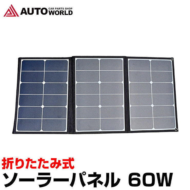 ソーラーパネル 60W 折り畳み ソーラーチャージャー 充電 2USB出力ポート DC出力 防災グッズ 停電対策 停電グッズ iPhone Android スマホ 車中泊 アウトドア キャンプ (EC-0015)
