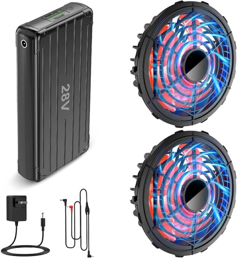 ファンバッテリーセット 空調作業服用【業界超強28V暴風ファン＆30000mAh 大容量バッテリー】 日本製ブラシレスモーター 4段階風力調節 バッテリーセット 28V高電圧出力 長時間稼働 省エネ PSE認証済 （穴直径9cmのあらゆる作業着対応）