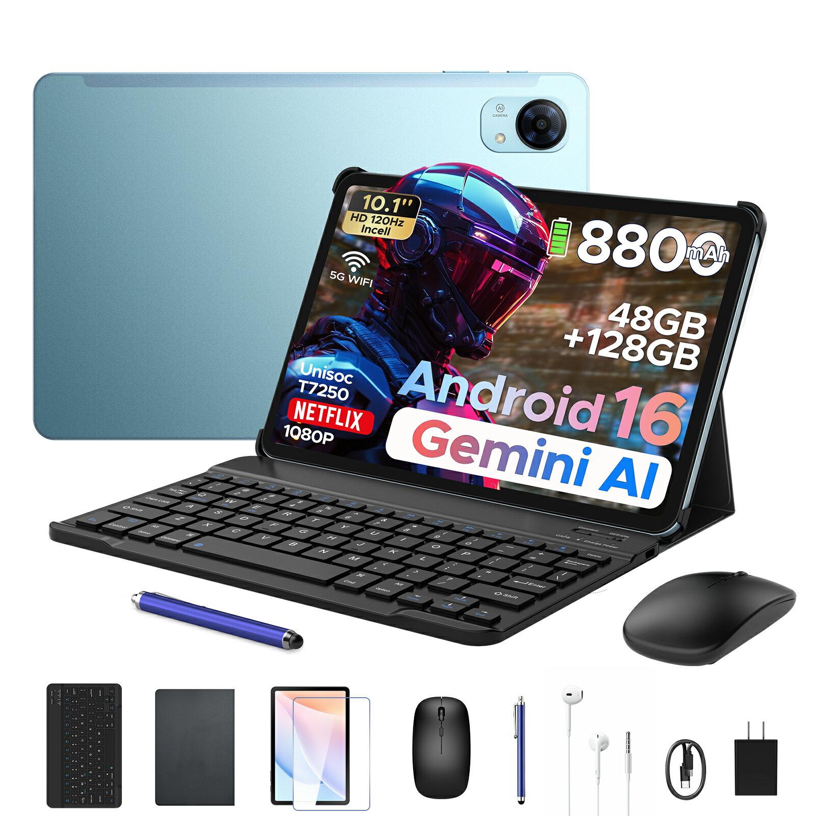 【期間限定50%オフ 6部品付属】Aorlym P10PRO Android 16 10インチ タブレット Gemini AI機能 120Hz 48GB RAM+128GB ROM+2TB拡張可 8コア CPU 8800mAh 大容量バッテリー Widevine L1 netflix対応 タブレット10 タブレット10インチ本体 10インチタブレット本体