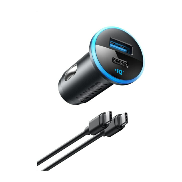 Anker 323 Car Charger (52.5W) with USB-C &amp; USB-C ケーブル カーチャージャー 2ポート USB PD対応 最大30W 付属ケーブル付 シガーソケット iPhone 15 14 iPad Galaxy Android 各種対応 アンカー B2729 X0012PTC0B B0BQ3FZR3J