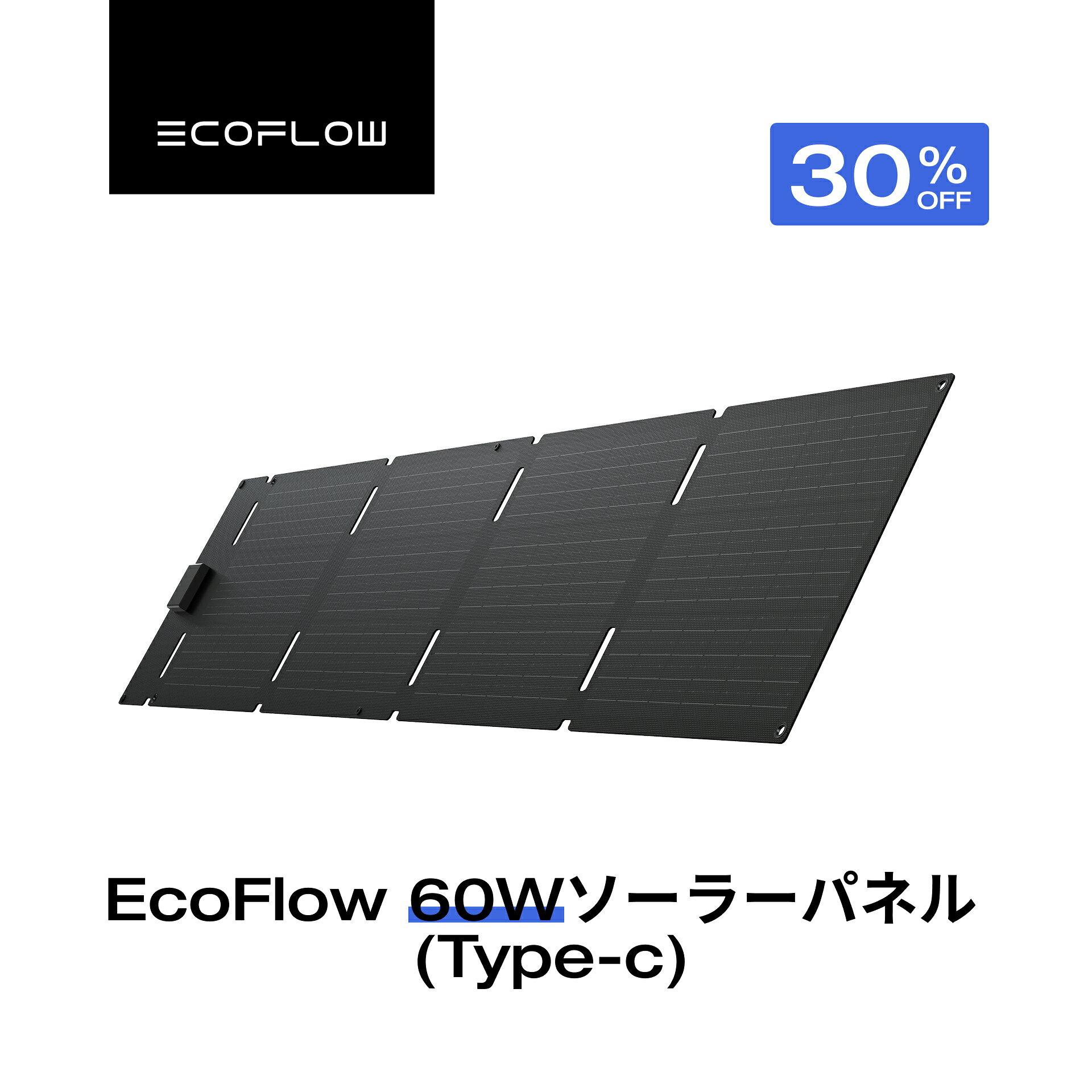 【クーポン利用で15,400円 9/14~】EcoFlow ソーラーパネル 60W(Type-C) ソーラー充電器 太陽光発電 太陽光パネル ソーラーチャージャー 折り畳み 25%高変換率 蓄電池 IP68 防水防塵 コンパクト 車中泊 キャンプ 節電 停電 防災 台風 エコフロー