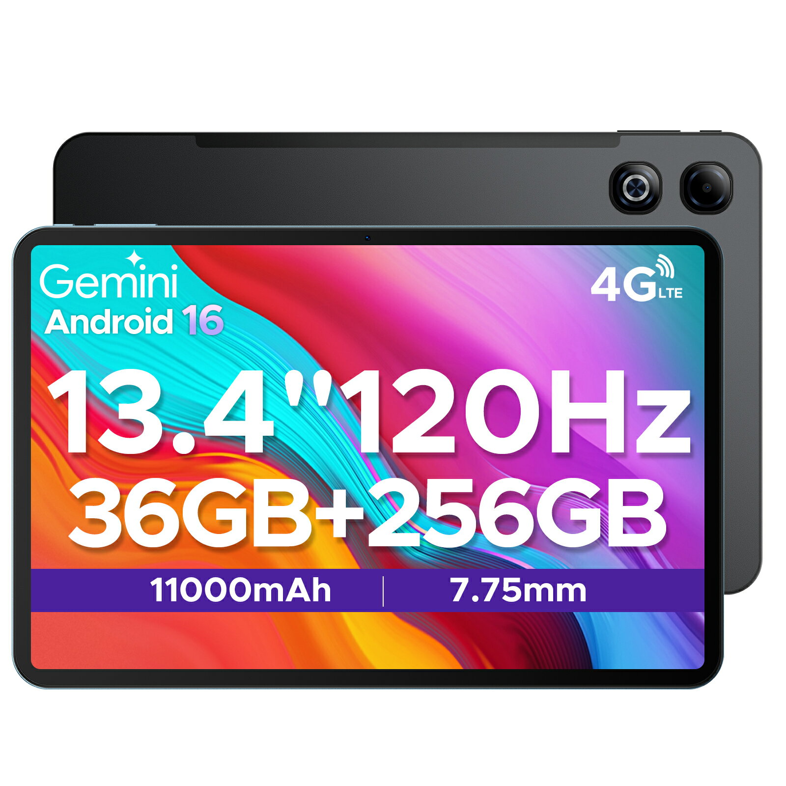 SIMフリー Android16 タブレット DOOGEE TABG6MAX 13.4インチ 大画面 AI機能 T7280 8コア 32GB RAM+256GB ROM+2TB拡張可 FHD+ 11000mAh大容量バッテリー シムフリータブレット 18W急速充電 4G LTE WI-FIモデル Widevine L1 Netflix対応 Wi-Fi対応 通話 できる 動画 ゲーム