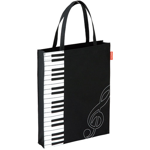 Pianoline 縦型トートバッグ（縦鍵盤柄）マチあり 通学 通園【ピアノレッスンバッグ・音楽柄バッグ】【有料名入れ可】