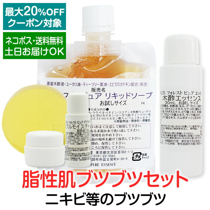 脂性肌ブツブツケアセットセット内容：洗顔ソープ 大き目20g/エッセンス大き目30mL/リキッドソープ80mL/ダブルモイスチャージェル10mL/クリーム5g思春期 大人 ニキビ にきび 洗顔 頭皮 全身 赤み 毛穴 凸凹