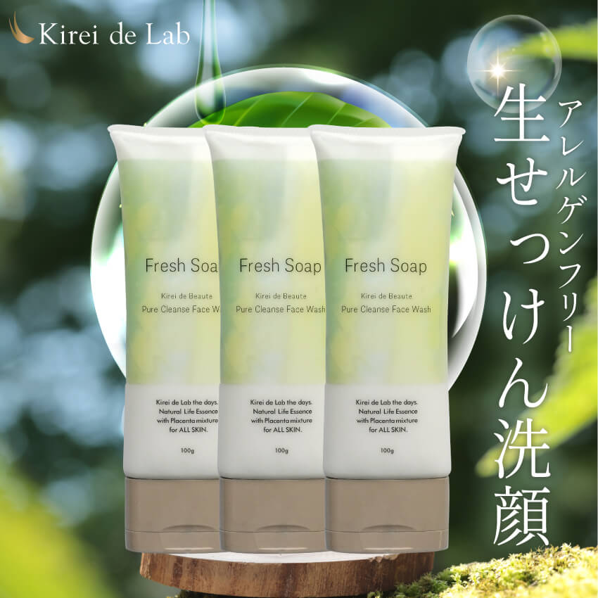 【マラソン期間限定P5倍＋64%OFF】キレイデボーテフレッシュソープ×3本 キレイデラボ 生石鹸 石鹸洗顔 泡洗顔 プラセンタ サイタイエキス 発酵エキス 濃密とろもち泡 無添加 パッチテスト済 ノンアレルゲン 低刺激 洗顔フォーム 送料無料
