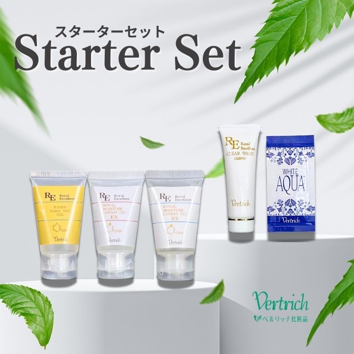 ■買い回り■送料無料！携帯 旅行にも【スターターセット】基礎化粧品お試しセット メイク落とし 洗顔 化粧水 美容液 スキンケア スターターセット 保湿 ハリ ツヤ 天然美容成分 ビタミンC誘導体 ヒアルロン酸 プロテオグリカン セラミド マイナスイオン水