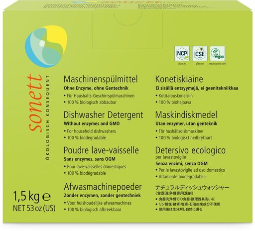 sonett ソネット 食器用洗剤 ディッシュウォッシャー 食洗機用 パウダー 無香料 1.5kg 肌にやさしい 敏感肌 オーガニック 自然由来 SNN4023