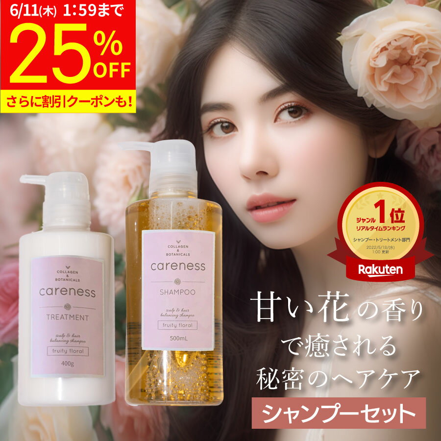 【公式】ケアネス 美容室専売 FF フルーティーフローラル シャンプー コラーゲン 美容液 泡 500ml＆トリートメント 美容室専売 400g セット careness ギフト ノンシリコン くせ毛