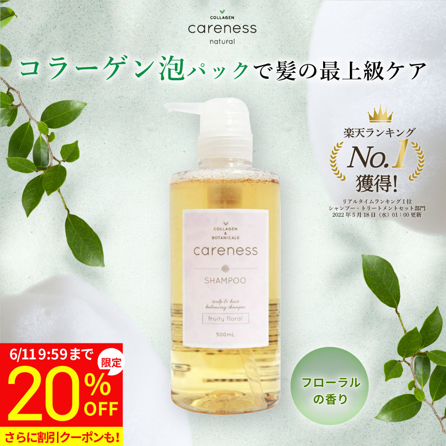 【20%OFF スーパーSALE期間限定】11日10時まで★4,210円→3,368円★【公式】 ケアネス 美容室専売 シャンプー コラーゲン FF フルーティーフローラル 500ml careness ギフト プレゼント ノンシリコン くせ毛 改善 サロン専売 ダメージケア 頭皮に優しい