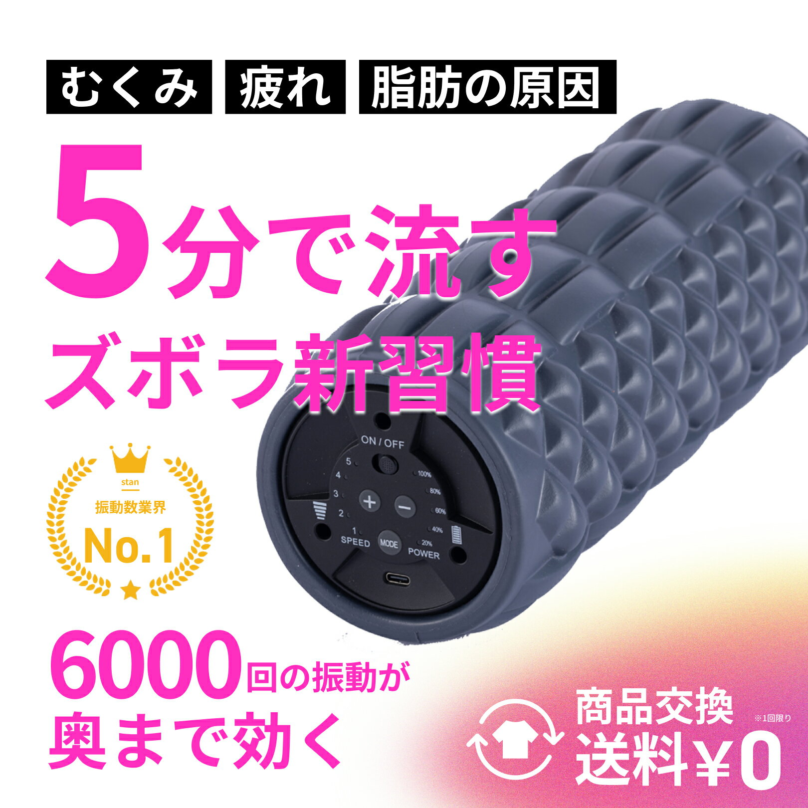 【6月スーパーセール】50％OFFクーポン配布 累計18000個突破 stan公式 電動フォームローラー ストレッチ 5段階振動 振動数6000回 ポール 筋膜リリース トリガーポイント スティック ボディローラー USB 静音 ミニ 電動ローラー 強度5段階 リモコン付き マッサージ