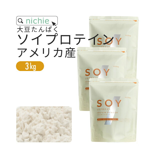 ＼ 2セット（6kg分）購入で＋1kgプレゼント ／ ソイプロテイン 大豆プロテイン 3kg アメリカ産 低脂質 大豆 植物 タンパク質 サプリメント 大容量 nichie ニチエー