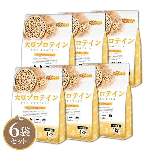 大豆プロテイン（国内製造） 1kg×6袋 プレーン ソイプロテイン100% 植物性 新規製法採用 IP管理大豆使用(分別生産流通管理) 香料・甘味料・保存料不使用 NICHIGA(ニチガ) TK2