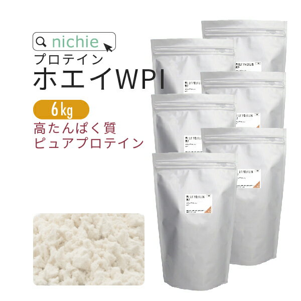 ホエイプロテイン WPI プレーン 6kg 溶けやすい 高たんぱく プロテイン アイソレート で 甘味料不使用 ホエイプロテイン100 ！ 低糖質 女性 にもおすすめ nichie ニチエー