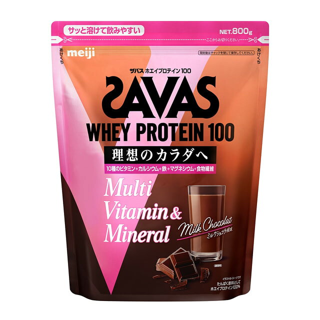 ザバス ホエイプロテイン100 マルチビタミン＆ミネラル ミルクショコラ風味 800g CZ7483 2633070 WHEY PROTEIN100 SAVAS