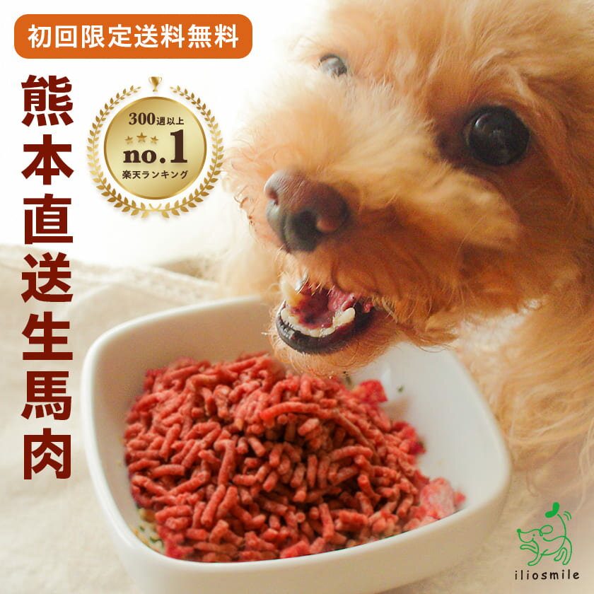 【当店初利用5%OFFクーポン】【初回限定】犬 馬肉 無添加 送料無料 熊本直送 犬用生馬肉 犬用 冷凍ミンチ 生肉 生食 健康 ドッグフード シニア イリオスマイル 【イリオスマイル / iliosmile】生馬肉パラパラミンチ 300g×3袋