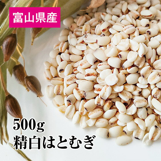 【ヨクイニン】精白はとむぎ（丸粒挽割混合）500g ハトムギ精白粒 ご飯　国産 富山県産あきしずく100％使用 チャック付袋 グルテンフリー 保存料無添加 グルメ ねこ 犬 手作り食にも プレゼント