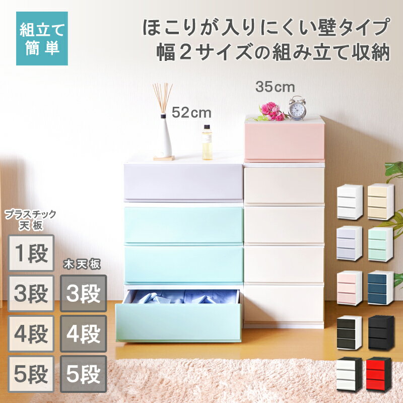 選べる天板 天板付き 収納ケース プラスチック 引き出し 日本製 【リップス】プラストベーシック 幅35cm 幅52cm 1段 3段 4段 5段 ほこりの入りにくい壁タイプ 不透明 クローゼット 押入れ 衣装ケース おしゃれ かわいい シンプル クリアケース キッチン 天板