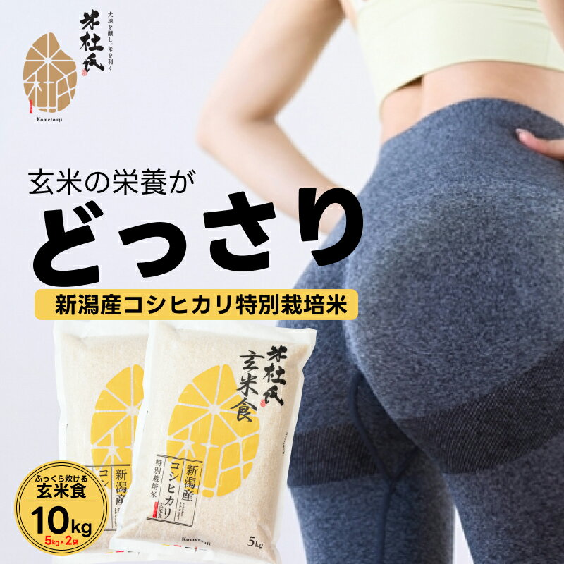 玄米食 スッキリをサポート 新潟 コシヒカリ 100%使用 臭くない 特別栽培米 10kg ( 5kg × 2袋 ) 白米と同じ炊飯時間 時短 送料無料 米杜氏 健康志向 減量 糖質制限 ブレンドしてない 単一原料 不溶性食物繊維が豊富 玄米 令和7年産