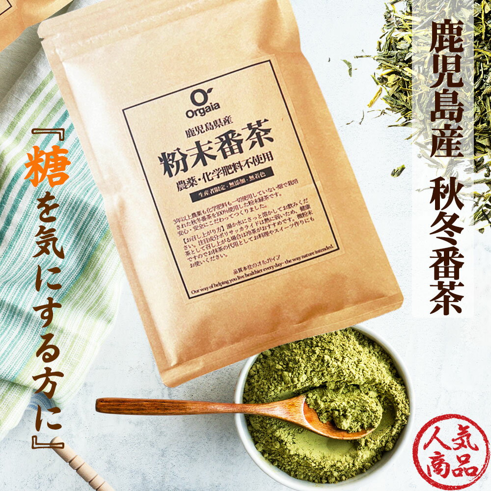 糖が気になる方に 有機 秋冬番茶 まるごと 緑茶粉末 120g 緑茶パウダー 鹿児島県産 無添加・無農薬・無化学肥料 オーガニックポリサッカライド　ダイエット/血糖値/糖質制限/マラソン ロカボ サプリ 送料無料 しゅうとばんちゃ