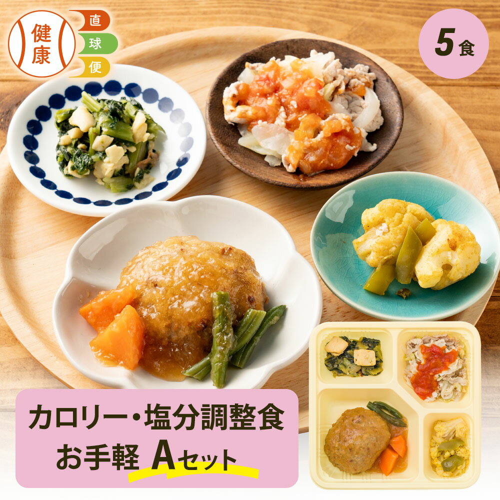 カロリー・塩分調整食Aセット お手軽5食分 5食 冷凍弁当 宅配弁当 宅配 弁当 お弁当 減塩 レンジ調理 低カロリー カロリー 塩分 高齢者 健康 食事 制限食 栄養食 時短調理 国内製造 自宅療養 健康直球便 お試し お手軽 朝食 昼食 夕食 晩食 宅配食 減塩食