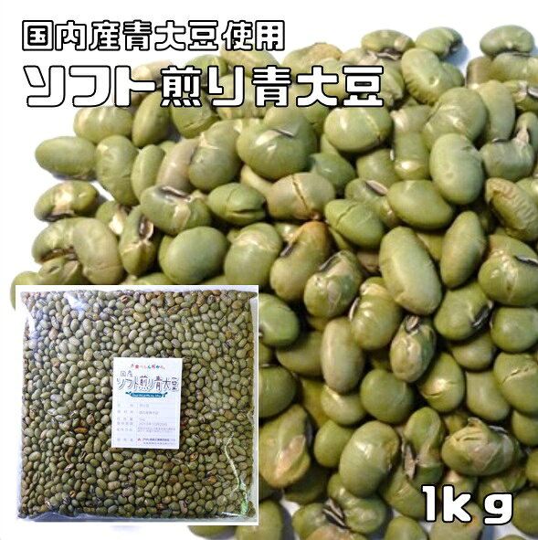 煎り大豆 青大豆 1kg 国産 素焼き 無添加 豆力 青豆 国内産 炒り大豆 いり大豆 無塩 無油 おやつ 朝食 夜食 低糖質 糖質制限