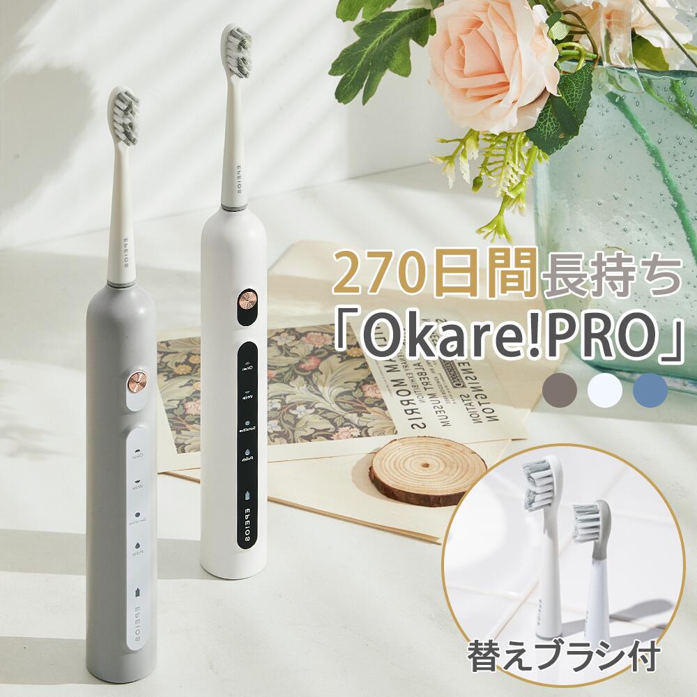 ＼スーパーSALE限定★半額／Epeios 電動歯ブラシ Okare! PRO 音波歯ブラシ ソニック 歯ブラシ 替えブラシ 2本 歯間 歯ぐき 汚れ 歯垢 除去 高速振動 IPX7防水 静音 Type-C充電 4時間急速充電 270日間使用 音波式 メモリー機能 2分間オートタイマー ET005