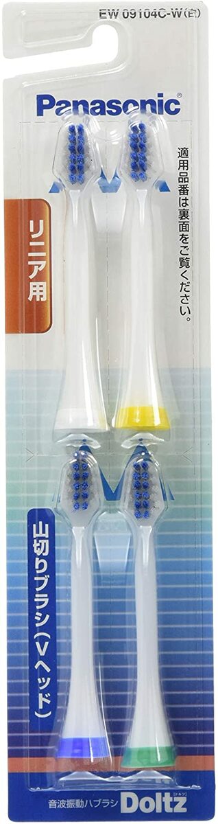 【楽天1位】 EW09104C-W　電動歯ブラシ ドルツ 替えブラシ 山切りタイプ Vヘッド パナソニック 4本組 白 数量限定配送種別：CS