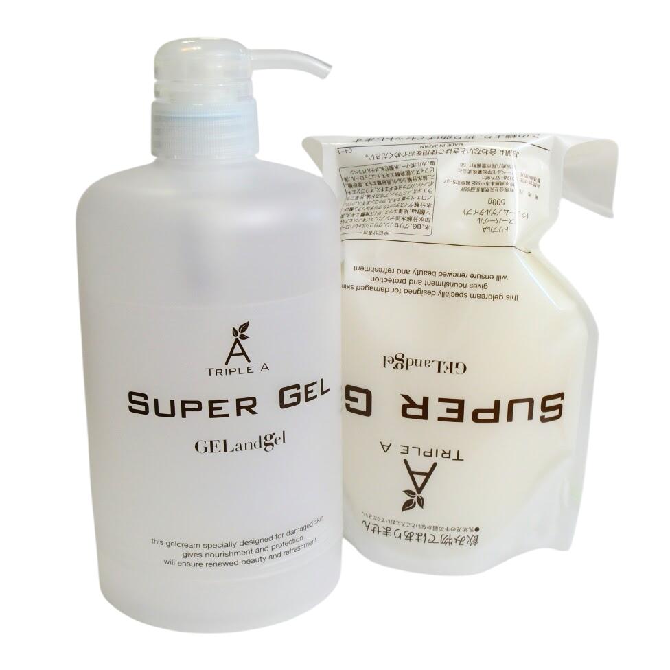 ゲルアンドゲル トリプルA スーパーゲル 500 クリーム/ゲルタイプ 詰め替え用 SG-103 NET500g GELandgel オールインワン化粧品 ゲルクリーム ジェル コエンザイムQ10 ヒアルロン酸 基礎化粧液 潤い 保湿成分 天然由来 大容量 ポンプ式 乾燥肌 敏感肌 優れものA