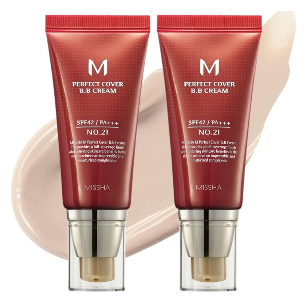 【2本セット】MISSHA ミシャ M パーフェクトカバー BBクリーム 50ml × 2本 [化粧下地 メイクアップベース 日焼け止め ファンデーション ノーファンデメイク スキンケア メイクアップ 韓国コスメ ベージュ 21 23 ネコポス ポスト投函]