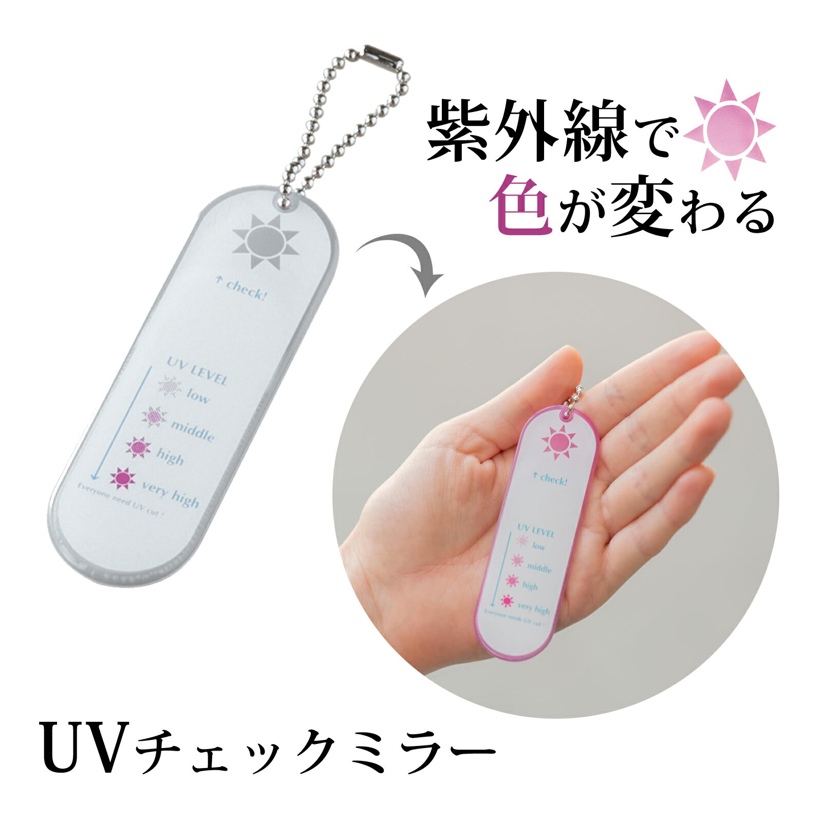 UV レベル チェッカー ミラー リップタイプ UV チェックミラー 紫外線対策グッズ キーホルダー おすすめ おしゃれ 堀内鏡工業