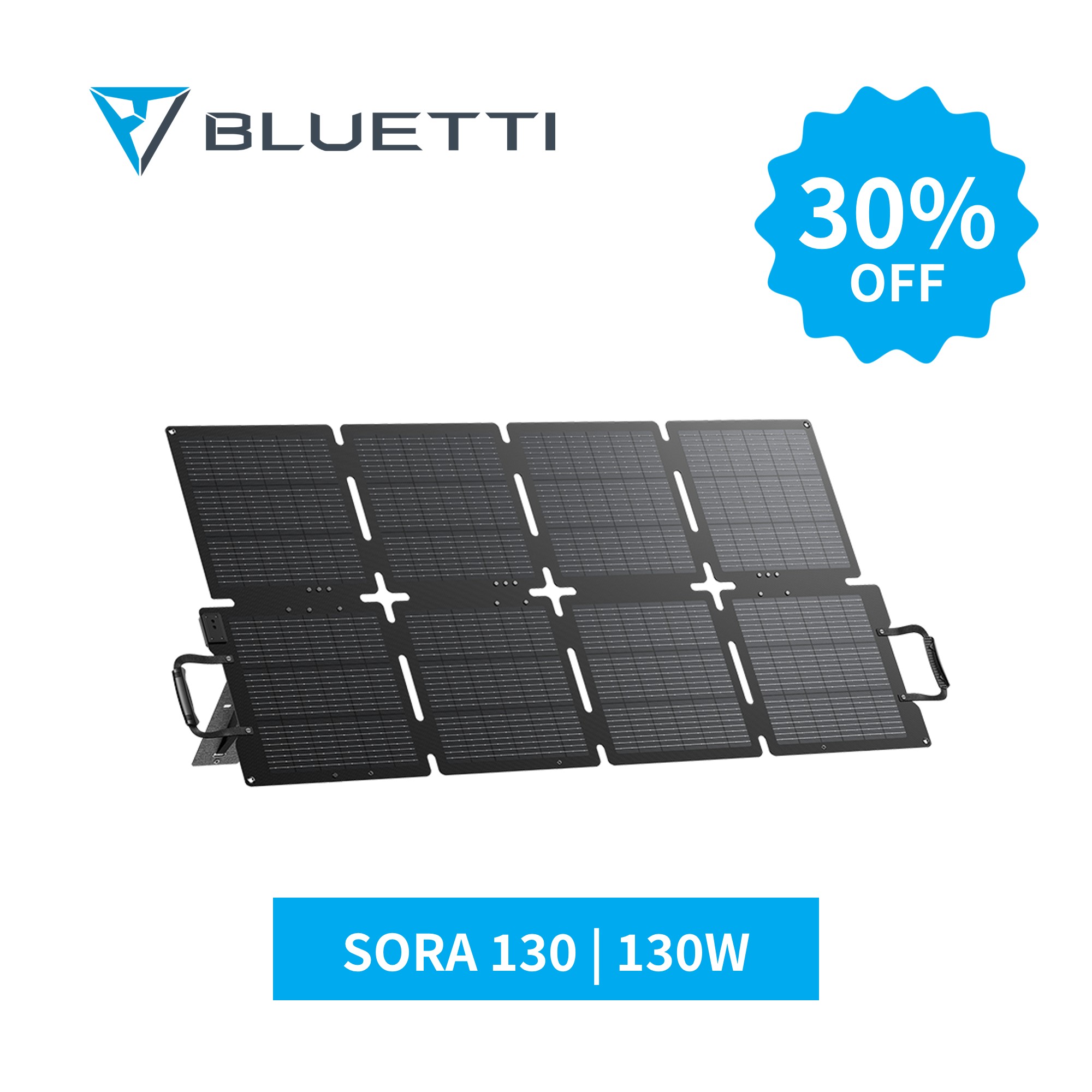 【クーポン利用で31,640円7/11迄】BLUETTI ソーラーパネル 130W ソーラー充電器 太陽光発電 太陽光パネル 最新型ETFEソーラーチャージャー 折り畳み 最大25%高転換率 ポータブル電源 IP67防水 車中泊 防災 キャンプ 節電対策 収納型スタンド付き
