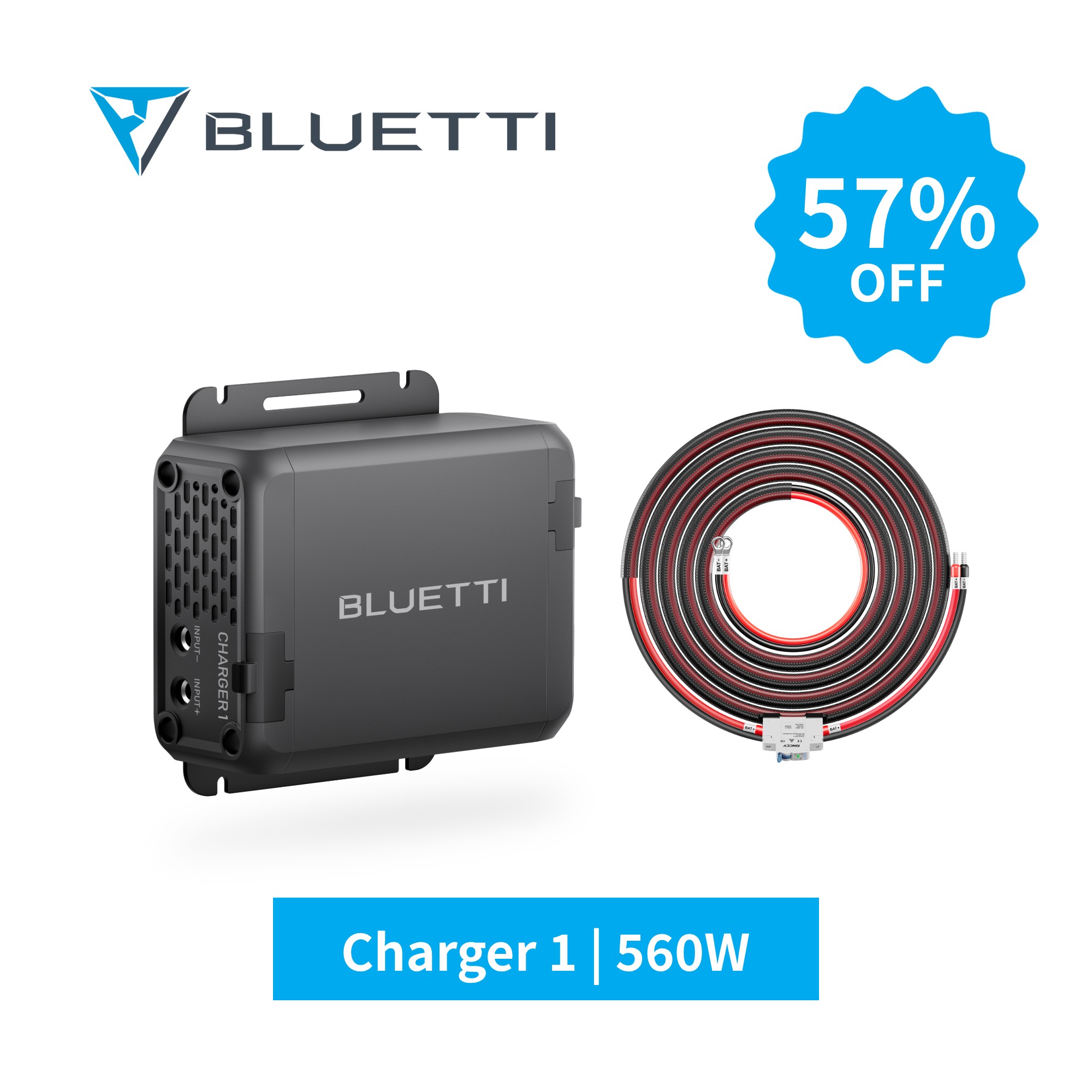 【クーポン利用で29,670円6/1から】BLUETTI Charger 1 走行充電器 560W オルタネーターDC充電器 カーチャージャー 6倍急速充電 最大560W オルタネーターチャージャー キャンピングカー ポータブル電源併用可能 アプリ対応 DC入力ケーブル付き(5m)