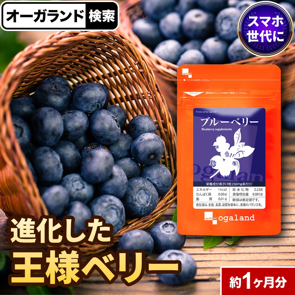 楽天1位 ブルーベリー サプリ （約1ヶ月分）アイケア サプリメント ビルベリー アントシアニン ポリフェノールカシス アイブライトエキス クコの実 ルテインと相性◎ デジタルケア 健康食品 オーガランド ポイント消化