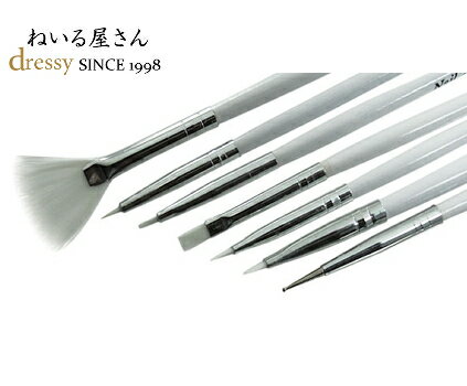 [白のジェルアートブラシ7本セット]【メール便送料無料】 ジェルブラシ ジェルネイル 【人気商品】