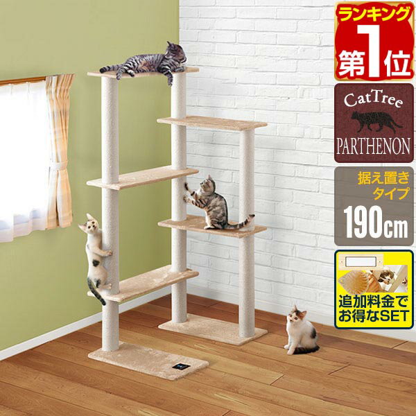 【楽天1位】キャットツリー 据え置き 高さ 190cm 幅 94cm 猫タワー 爪とぎ シニア 運動不足 猫ちゃん PARTHENON190 組み立て 設置 簡単 部屋 ハウス付き スクラッチ 多頭 猫 ねこ ペット ペット用品 ペットグッズ ワイドタイプ おしゃれ ★[送料無料]
